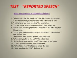 Упражнения Косвенная речь - Reported speech (8 класс)