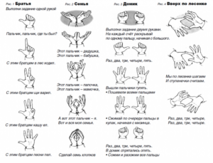 Примерные упражнения для проведения пальчиковой гимнастики в 1 классе