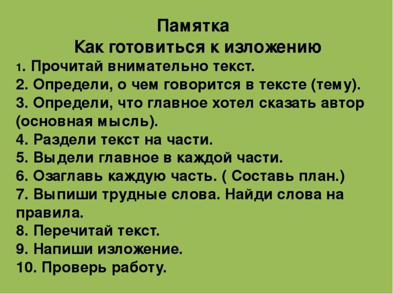 План изложения 4 класс